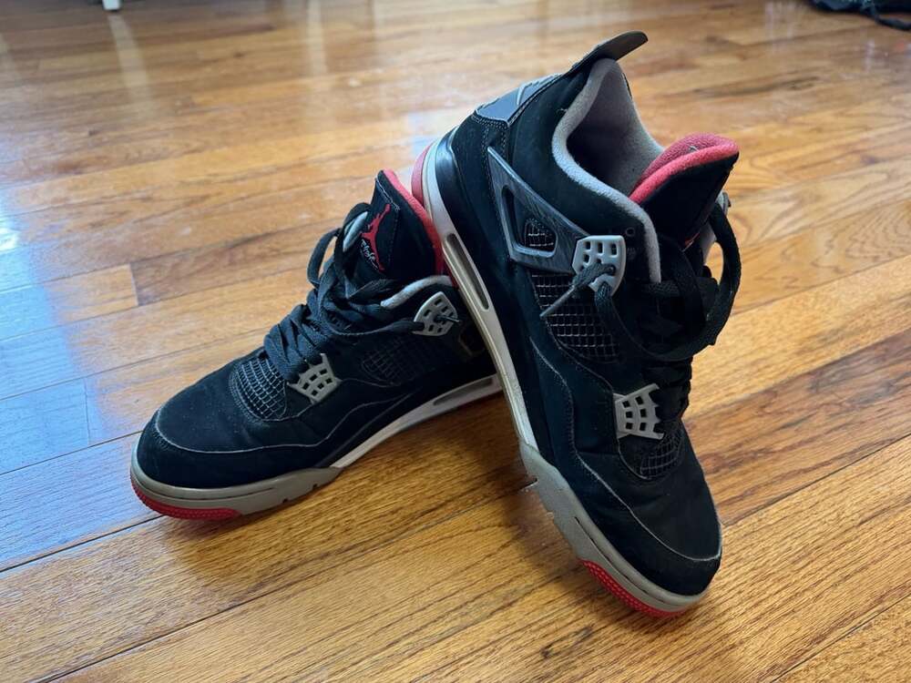 Nike Air Jordan 4 Retro Bred 2019 Black Cement Gray Fire Red Men's Size 11